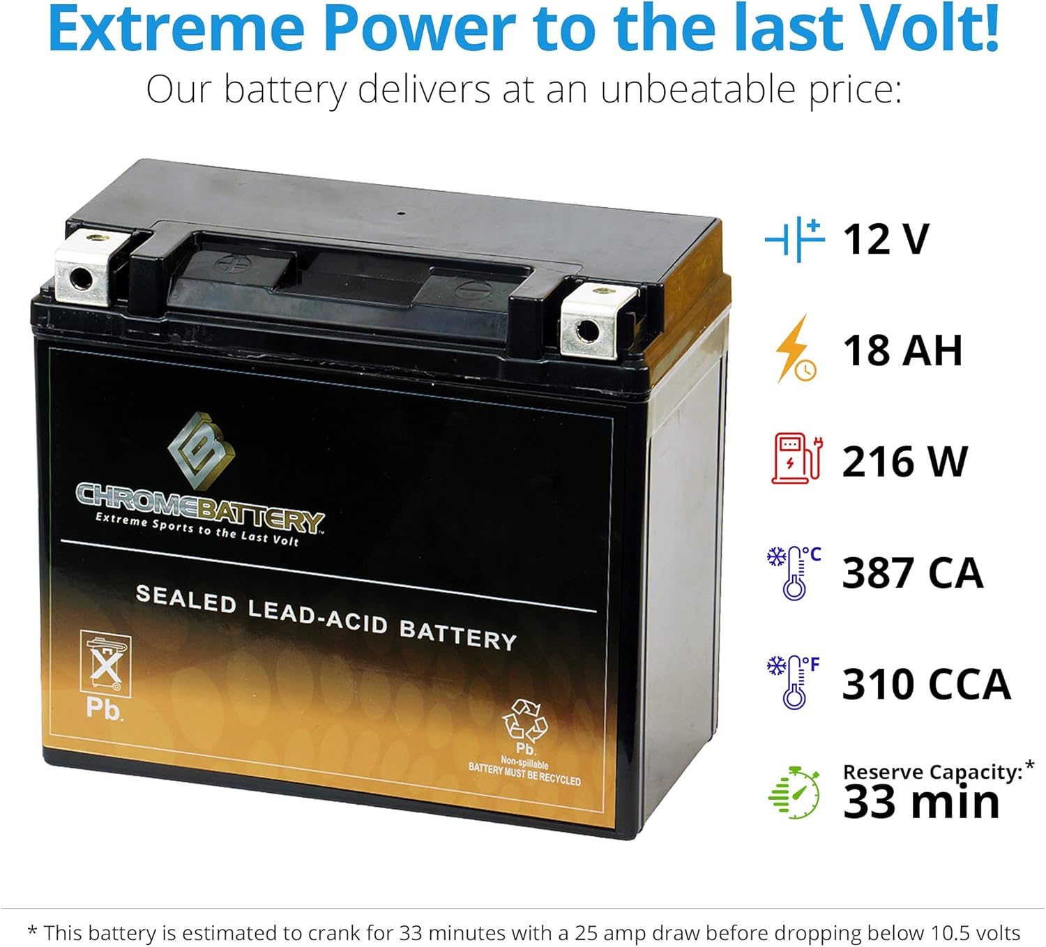 YTX20H-BS Rechargeable Replacement High Performance Power Sports Motorcycle Battery : Automotive