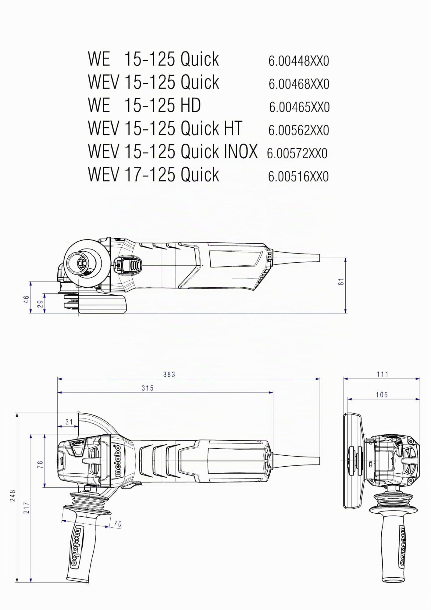 Mini amoladora hasta 1.700 vatios - WE 15-125 Quick_1500V