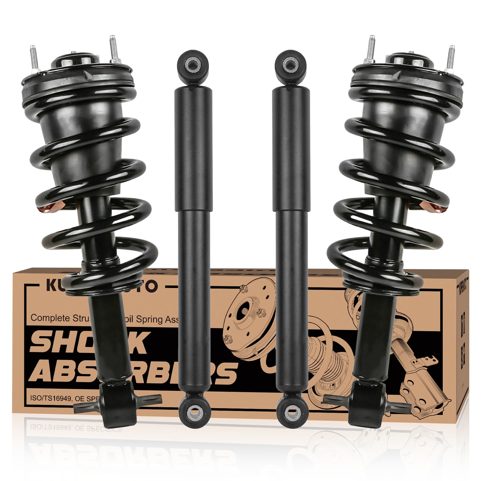 911533 189105 4pcs front and rear complete struts coil springs and shock absorbers assembly compatible for chevrolet suburban tahoe avalanche 2007-2013 /compatible for gmc yukon 2015-2016