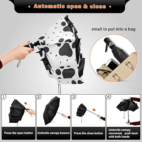 Miniatura 4 de Paraguas plegable compacto lindo gatos y mariposas paraguas de viaje automático cierre abierto acuarela paraguas invertido paraguas para lluvia