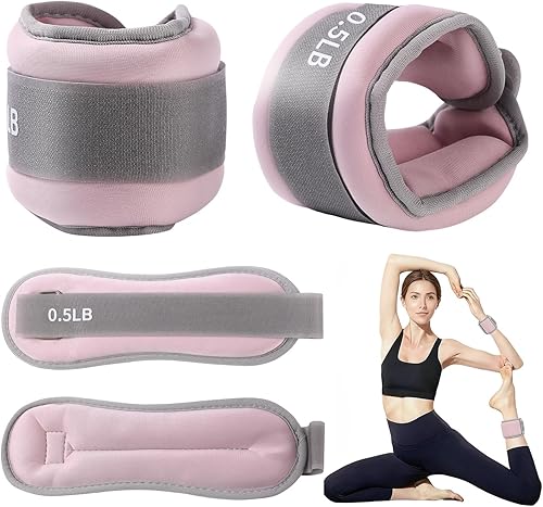 Pesas de tobillo para mujeres y niños, 0.5 libras1 libra cada par de muñecas y tobillos (1 libra2 libras en total) pesas ajustables para