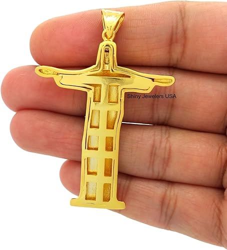 Miniatura 7 de Mens Oro Dios Jesús Cristo el redentor Cruz Crucifijo colgante cuerda, Box, collar cubano