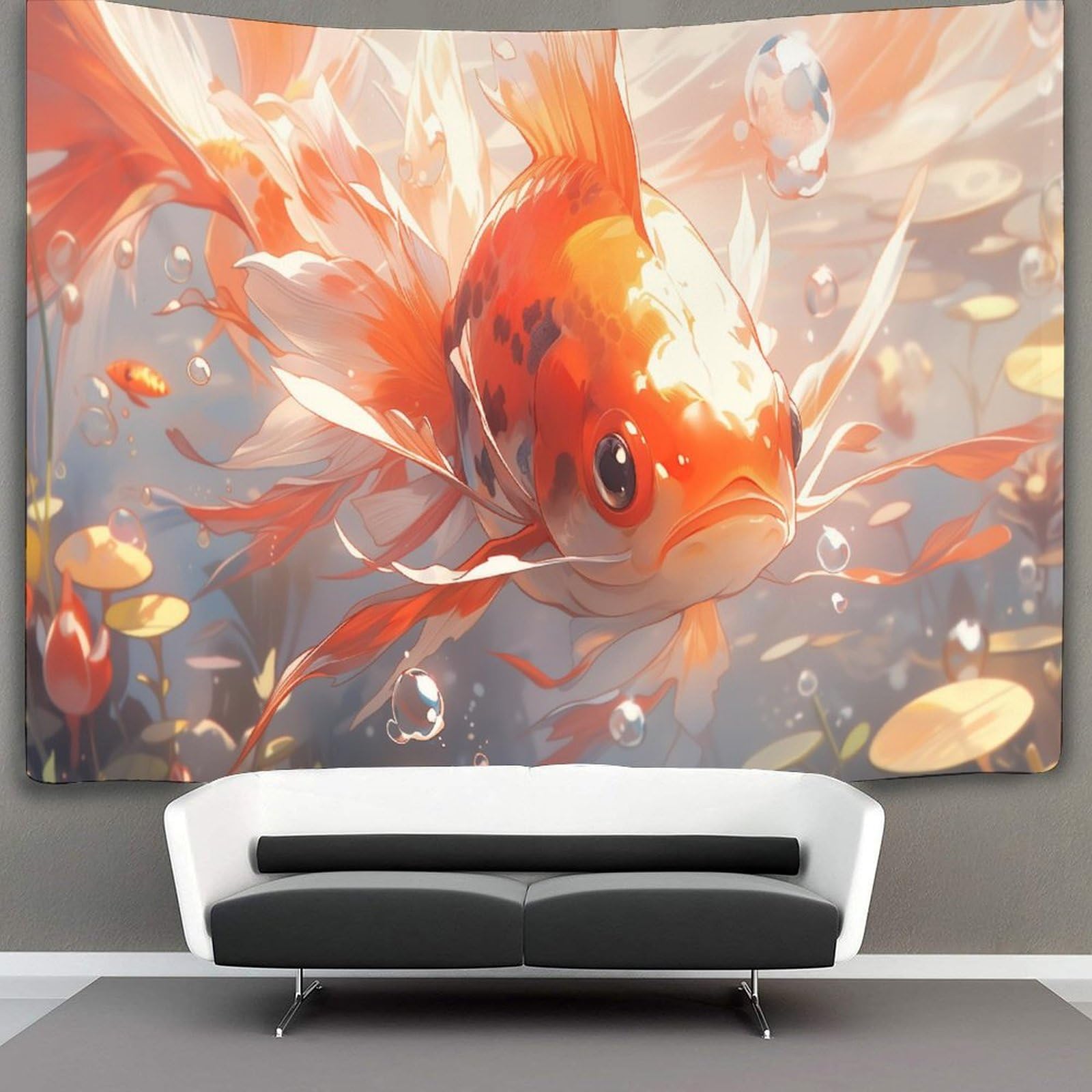 kaiyun Vibrant Goldfish Tapestry Wall Hanging Animal Wall Art for Living Room Bedroom Dorm 180cmx230cm