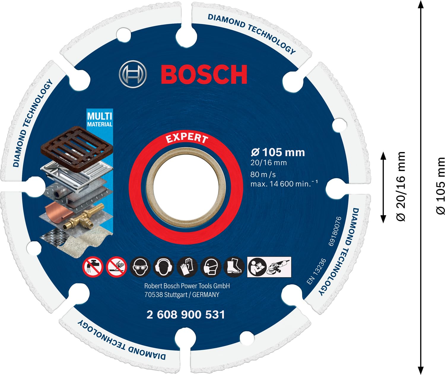 Bosch Professional 1x Expert Diamond Metal Wheel Cutting Disc (Ø 105 mm, X-LOCK -, Accessories Angle Grinder)