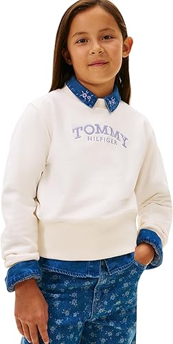 Tommy Hilfiger Sudadera de Cuello Redondo con Dobladillo Alto para niña, KG0KG08