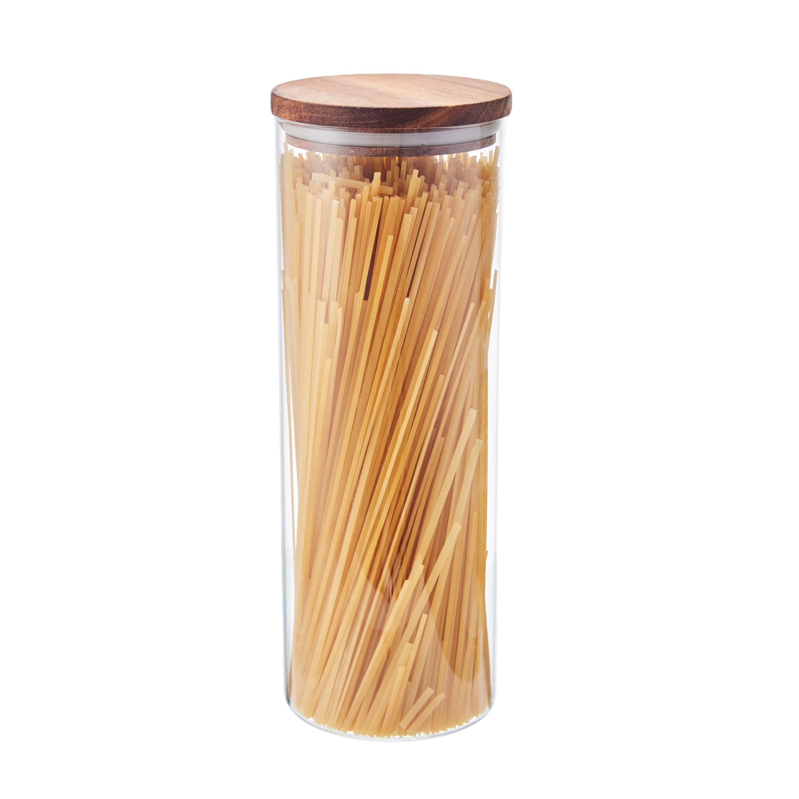 Eden & Willow Glass Kitchen Storage Canister Jars With Airtight Acacia Wooden Lids | Borosilicate Glass Food Storage Containers For Kitchen Pantry Organisation (1, 1.8L)