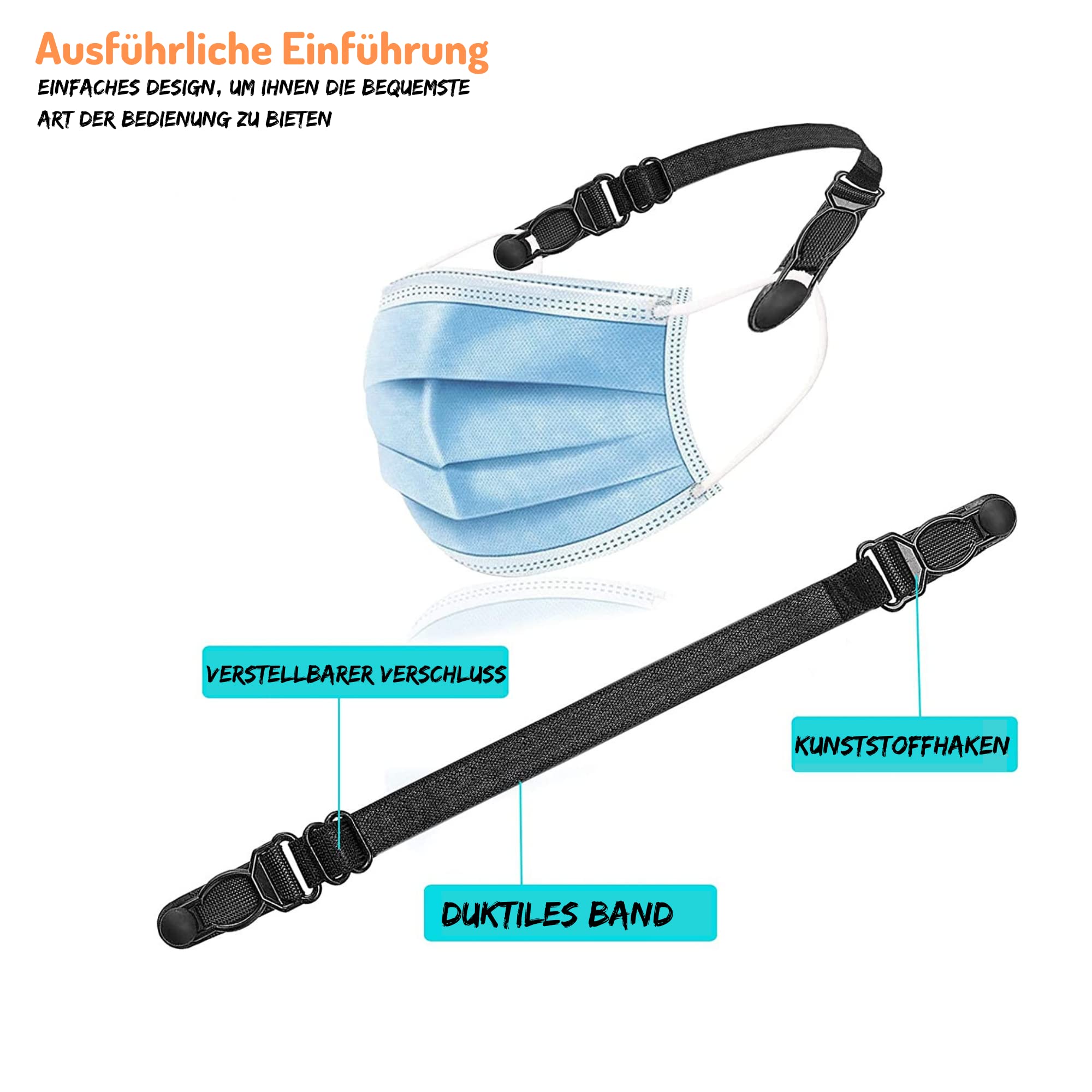 Driveloop® Maskenhalter, Maskenverlängerung, Maskenhalter hinter dem Kopf, Maskenverlängerungshaken zum Verlängern von Masken, 5er Pack Maskenhalter für Erwachsene und Kinder (ABS)