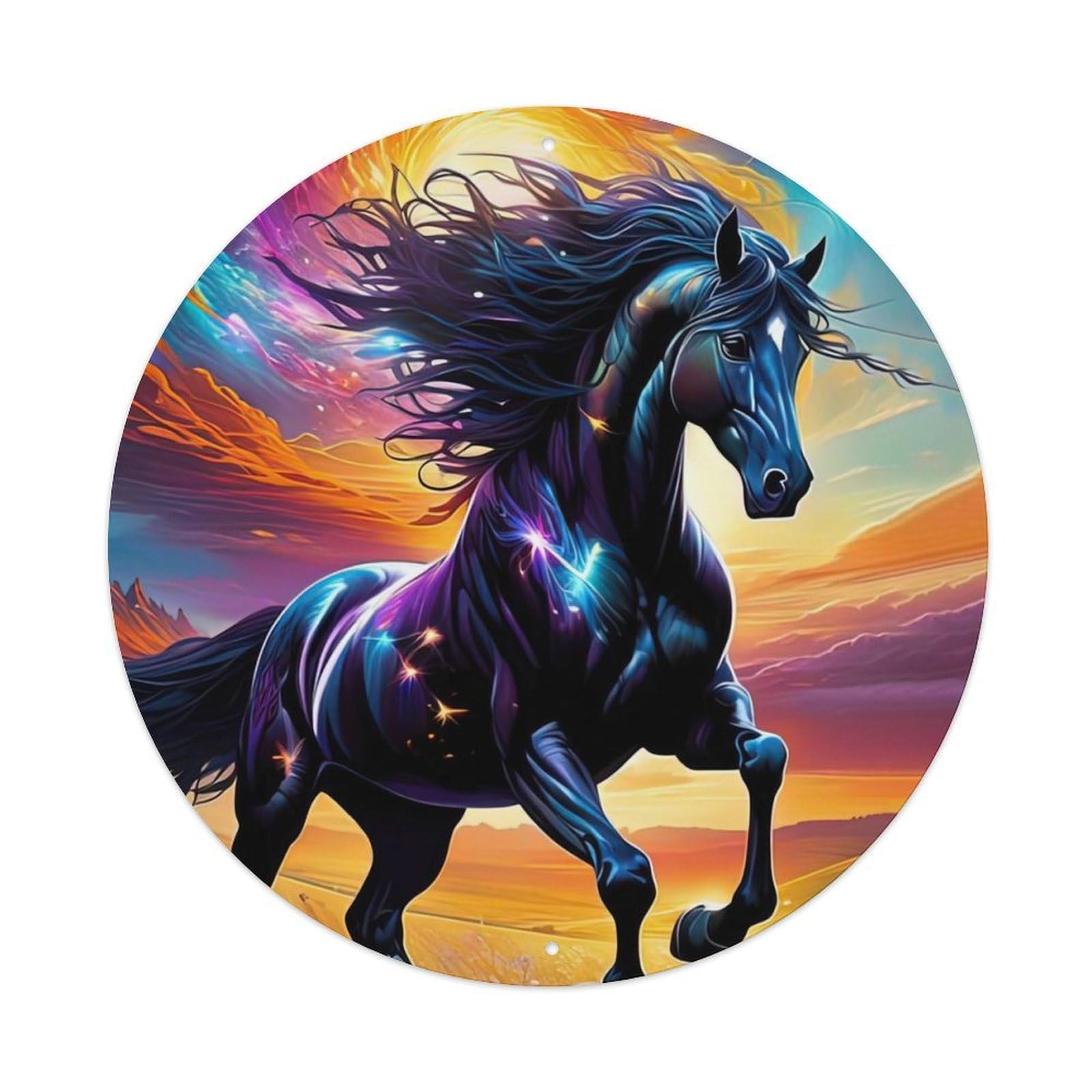 Animal The Prancing Black Horse Metal Tin Sign