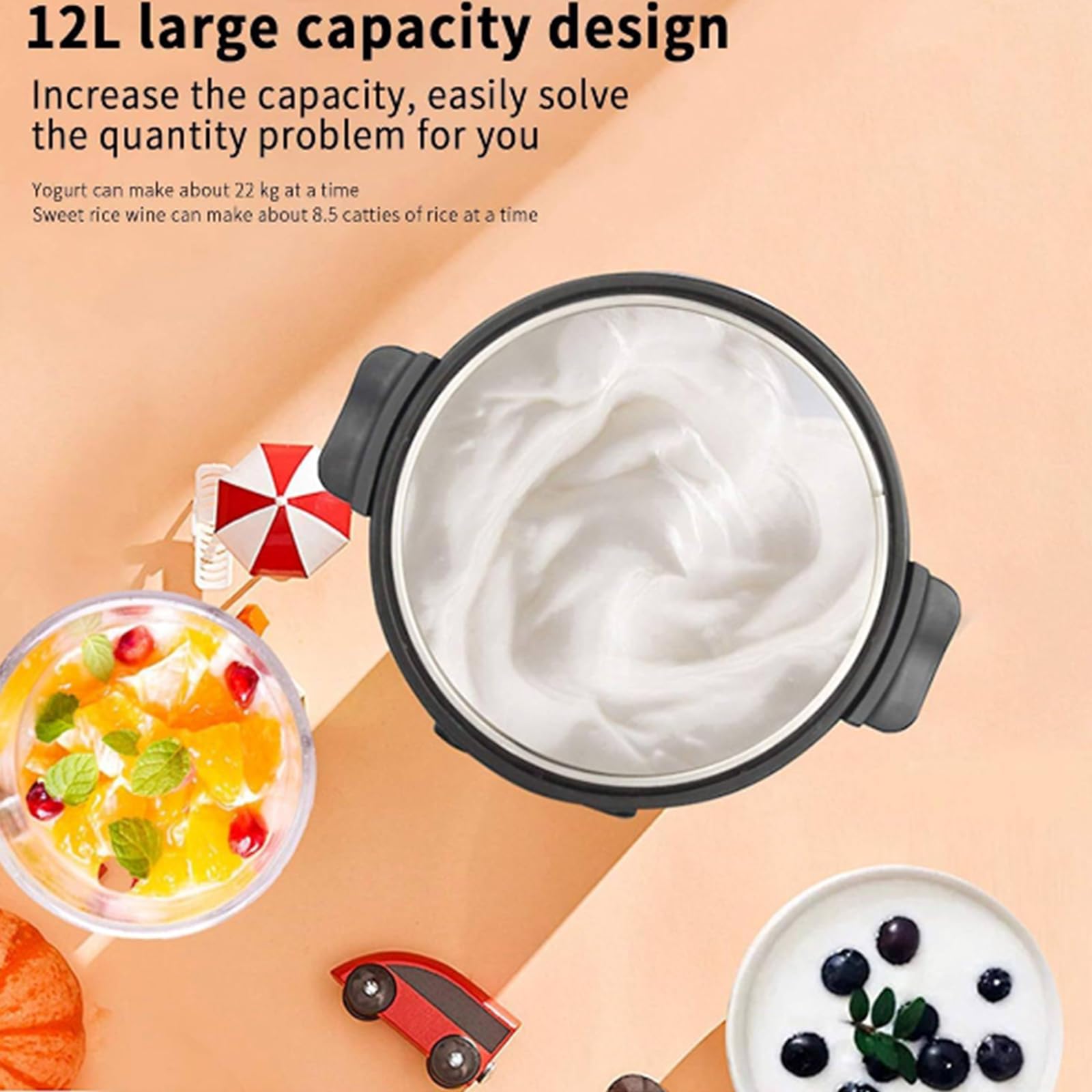 Tanque de fermentación totalmente automático de gran capacidad, máquina de yogur de frutas de 18 L, máquina de fermentación enzimática, acero inoxidable, temporizador digital