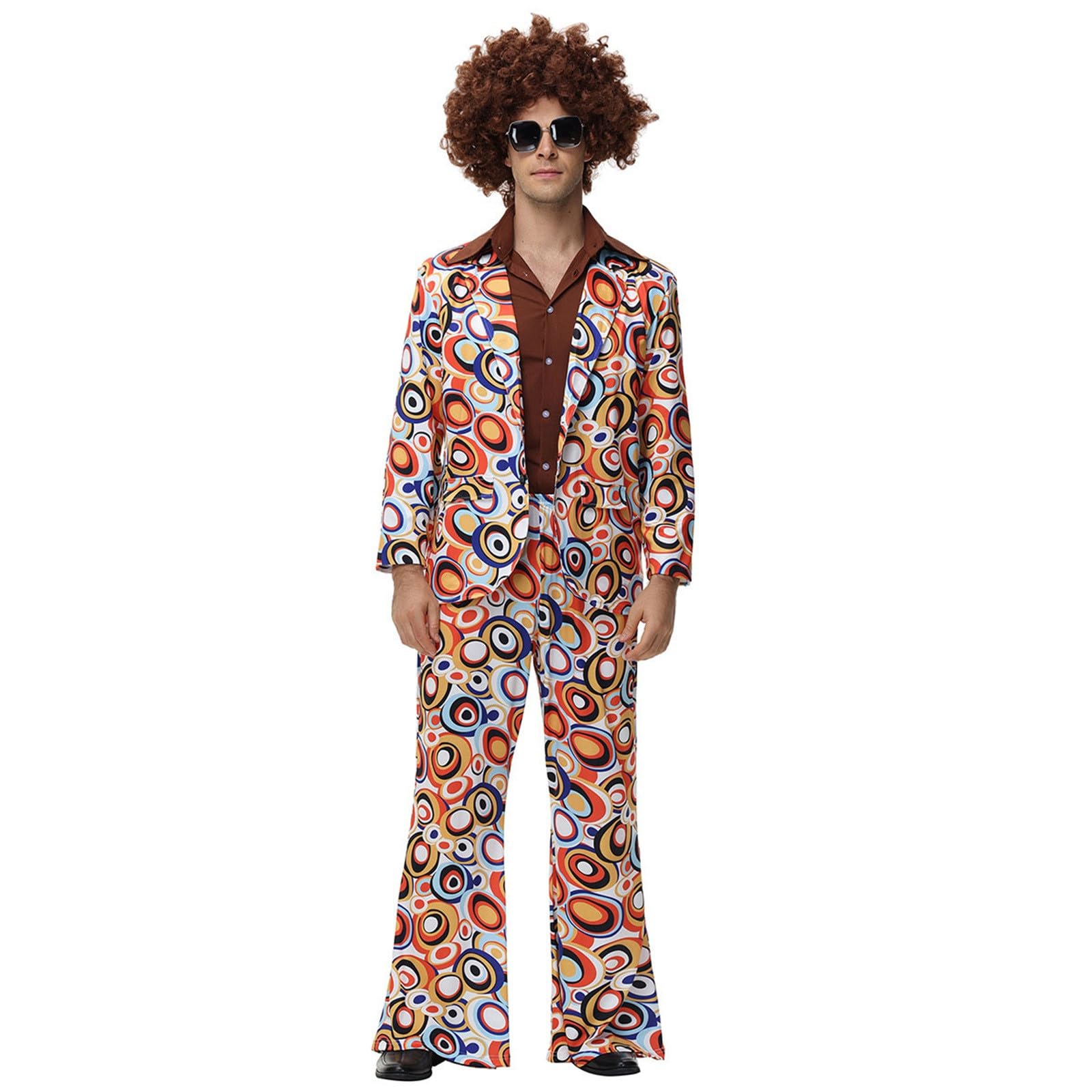 FaschingskostüMe MäNner,Disco-KostüM Retro 70Er Jahre BüHnenoutfit Hip-Hop Tanzparty Jumpsuit FüR Erwachsene Cosplay