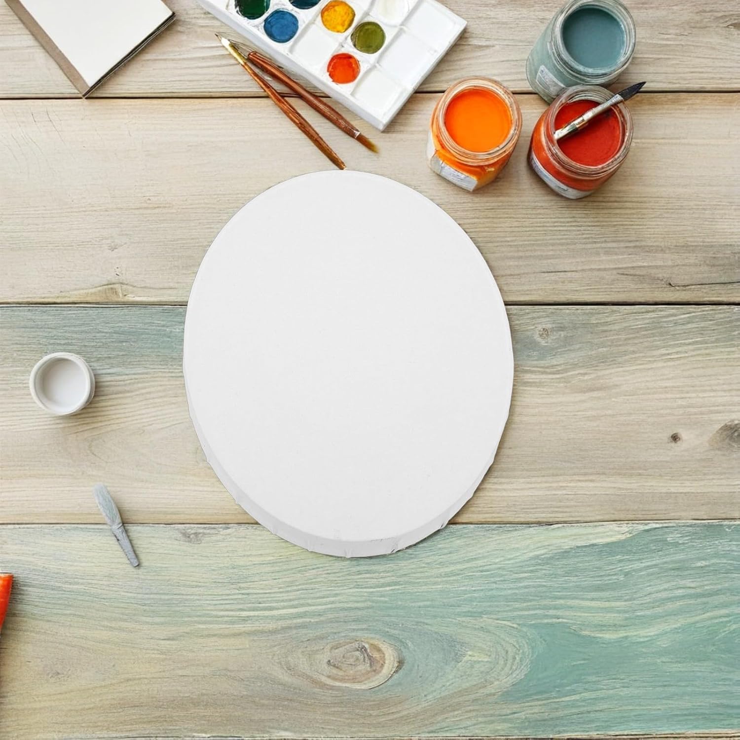 Oval Stretched Paint Canvas Frame 2 Pcs Ready for Acrylic Art