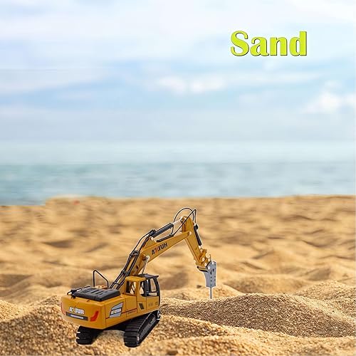 Miniatura 3 de Excavadora de taladro grande, juguetes de vehículos de construcción, camión de martillo hidráulico de aleación resistente, escala 160, excavadora de