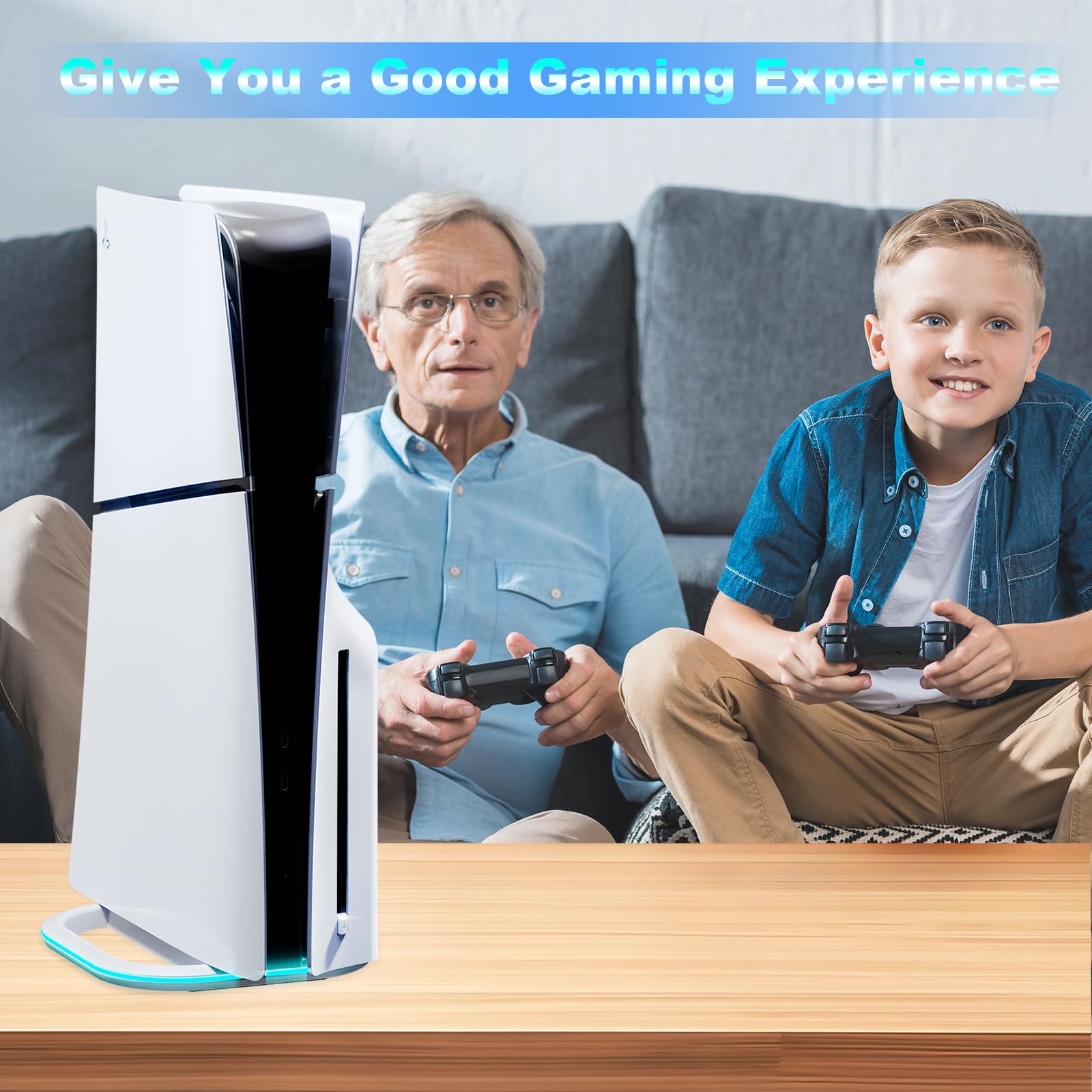 HONCAM Stojak pionowy do konsoli PS5, kompatybilny z PS5 Digital/PS5 Disc, PS5 Slim Digital/PS5 Slim Disc, ze śrubą, biały