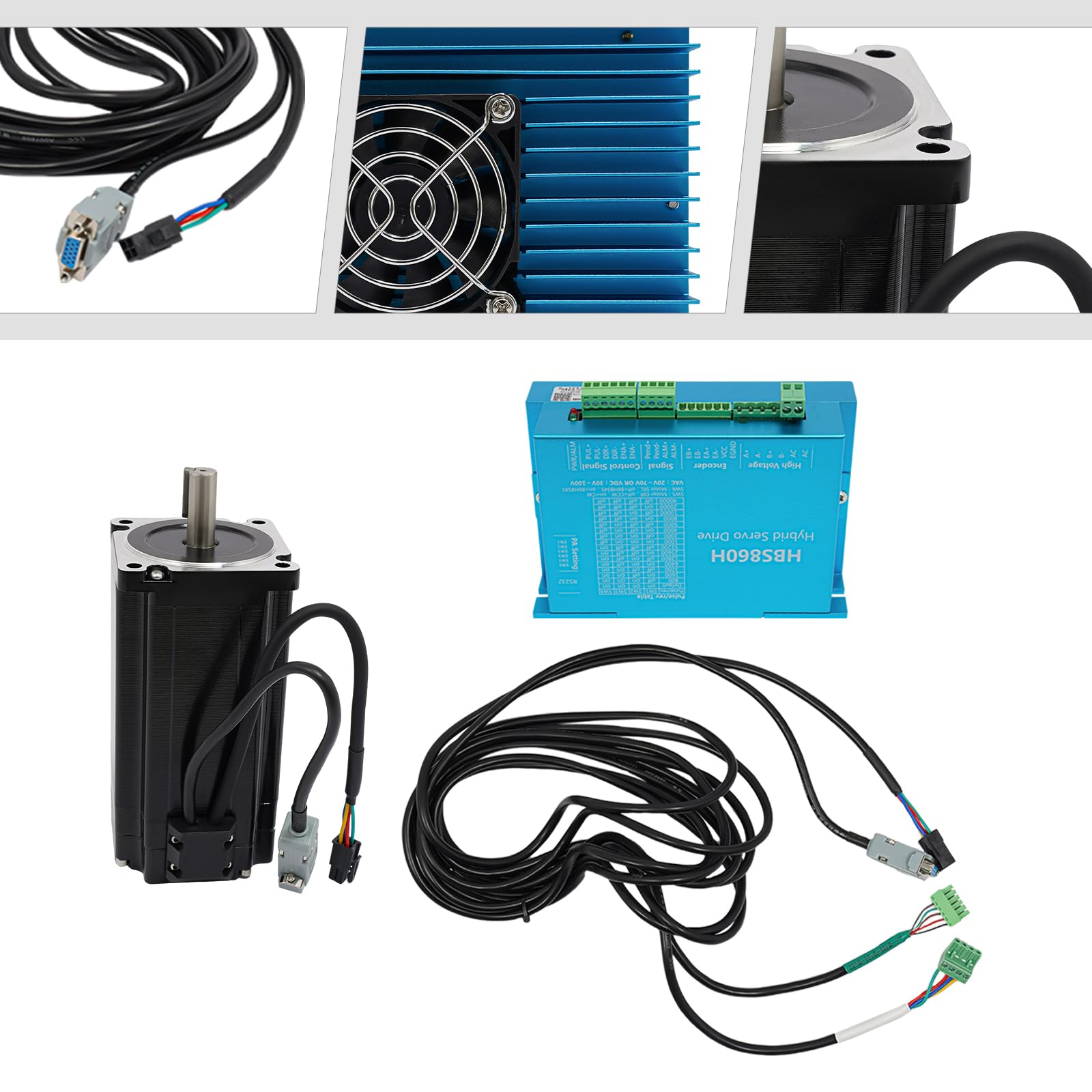 Kit motore passo-passo Nema 12 Motor HBS860H Stepper Motor Driver Closed Loop Stepper Motor Driver con driver e cavo per stampante 3D per macchina per incidere CNC
