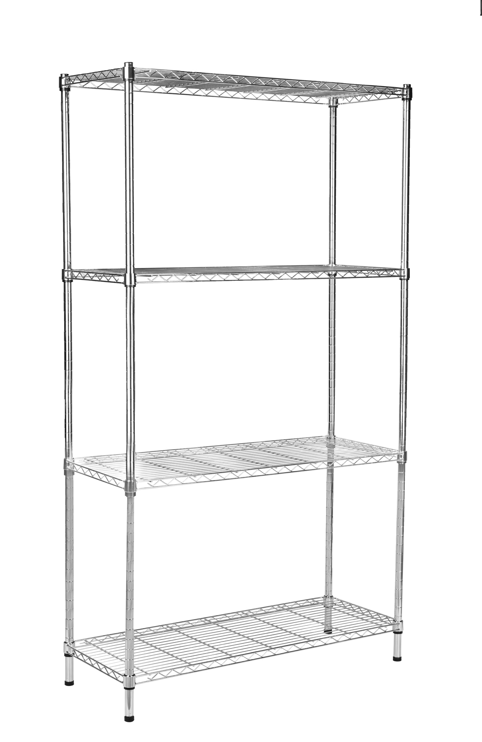Scaffale con ripiani a griglia Everest, in metallo, portata circa 70 kg per ripiano. Sistema di stoccaggio multifunzionale, cromato, disponibile in diverse dimensioni (90 x 35 x 160 cm, 4 ripiani)