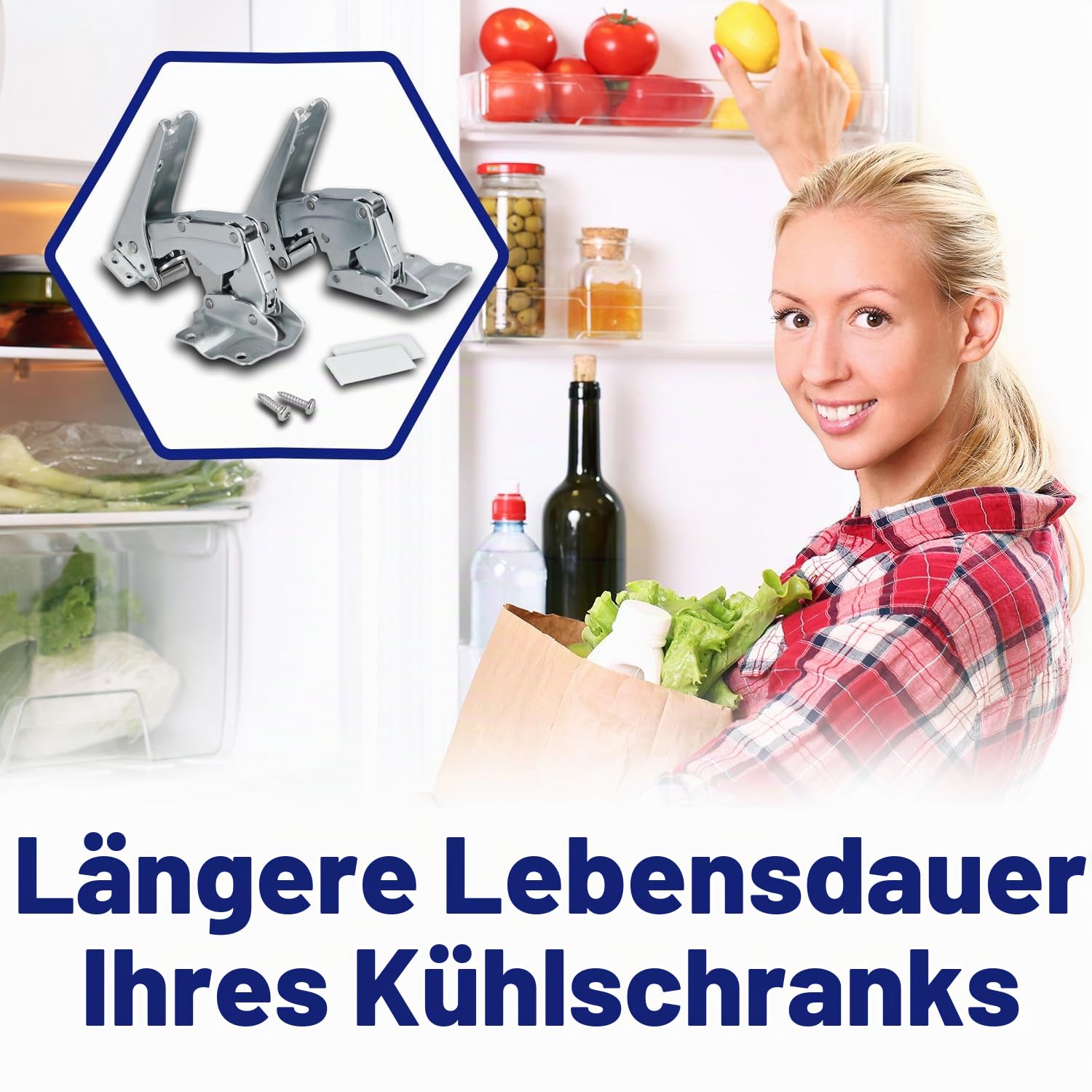 Kit 2 Stück Kühlschrank Scharnier Oben und Unten mit 2 Bolzen und 2 Stopfen mit dem Originalcode 00481147 481147 für Bosch für Siemens 5546050 für Miele 407131425/8 für AEG für Electrolux - MONTERAL