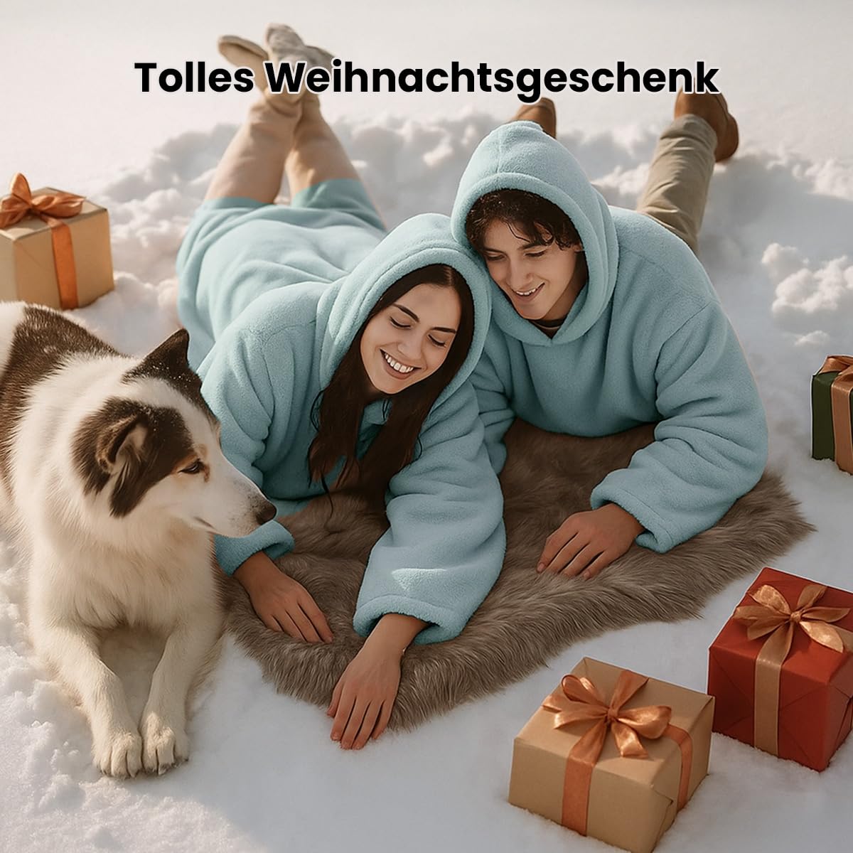 Lanqinglv Koc pod TV z rękawami i kieszenią na stopy, koc z kapturem, oversized, damski / męski sweter z kapturem, puszysty koc na sofę, ciemnoniebieski, koc polarowy Teddy Cashmere Touch