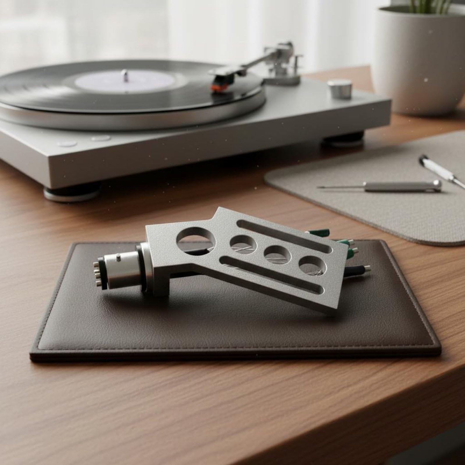 Porta Cápsula de sin Imán Cápsula de Tocadiscos Ligero Cartucho Tocadiscos para Audiófilos, Aficionados del Vinilo, Negro