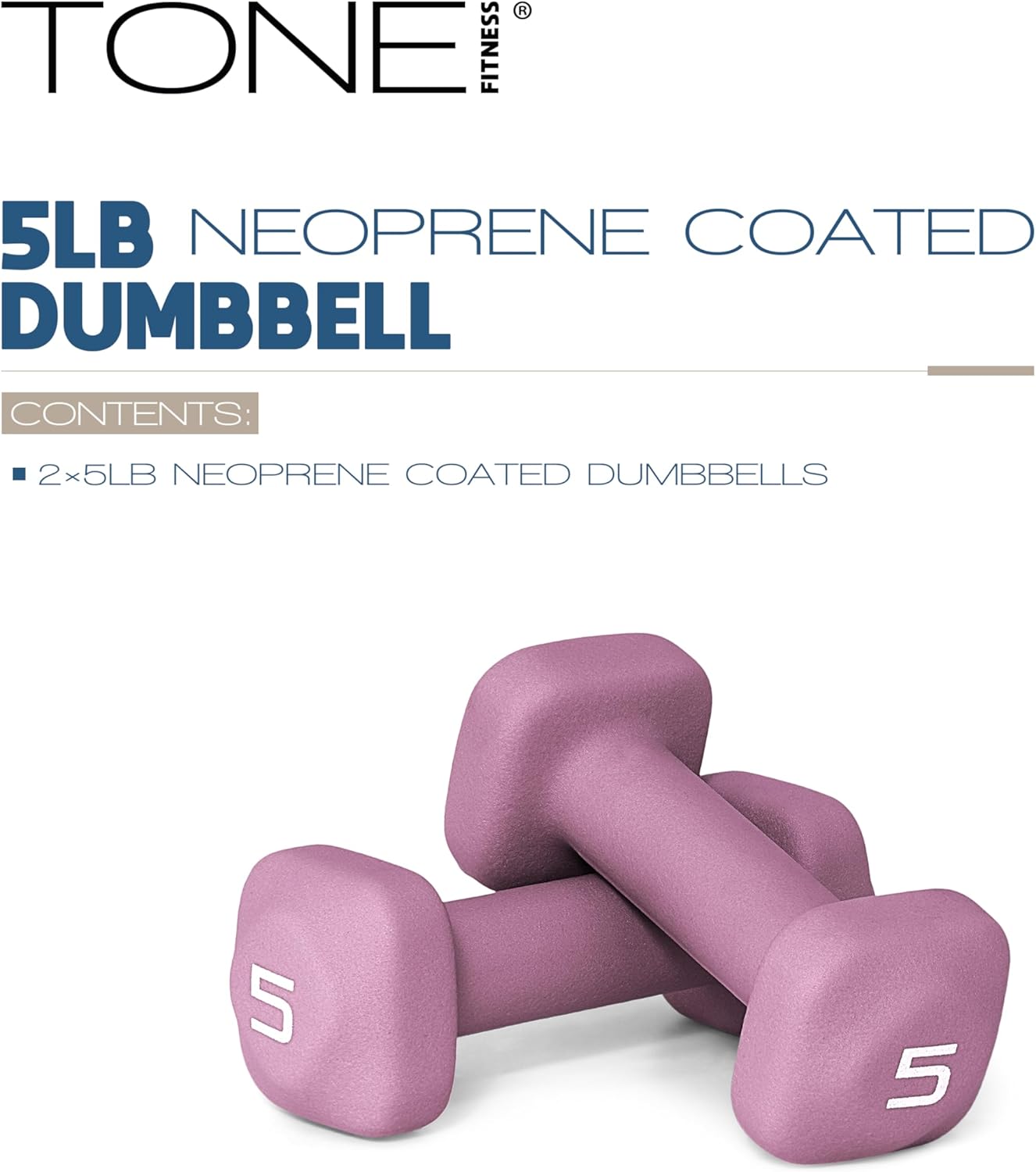 Tone Fitness Neoprene Dumbbell Weight Pairs with Anti-Roll Square Head | Multiple Options