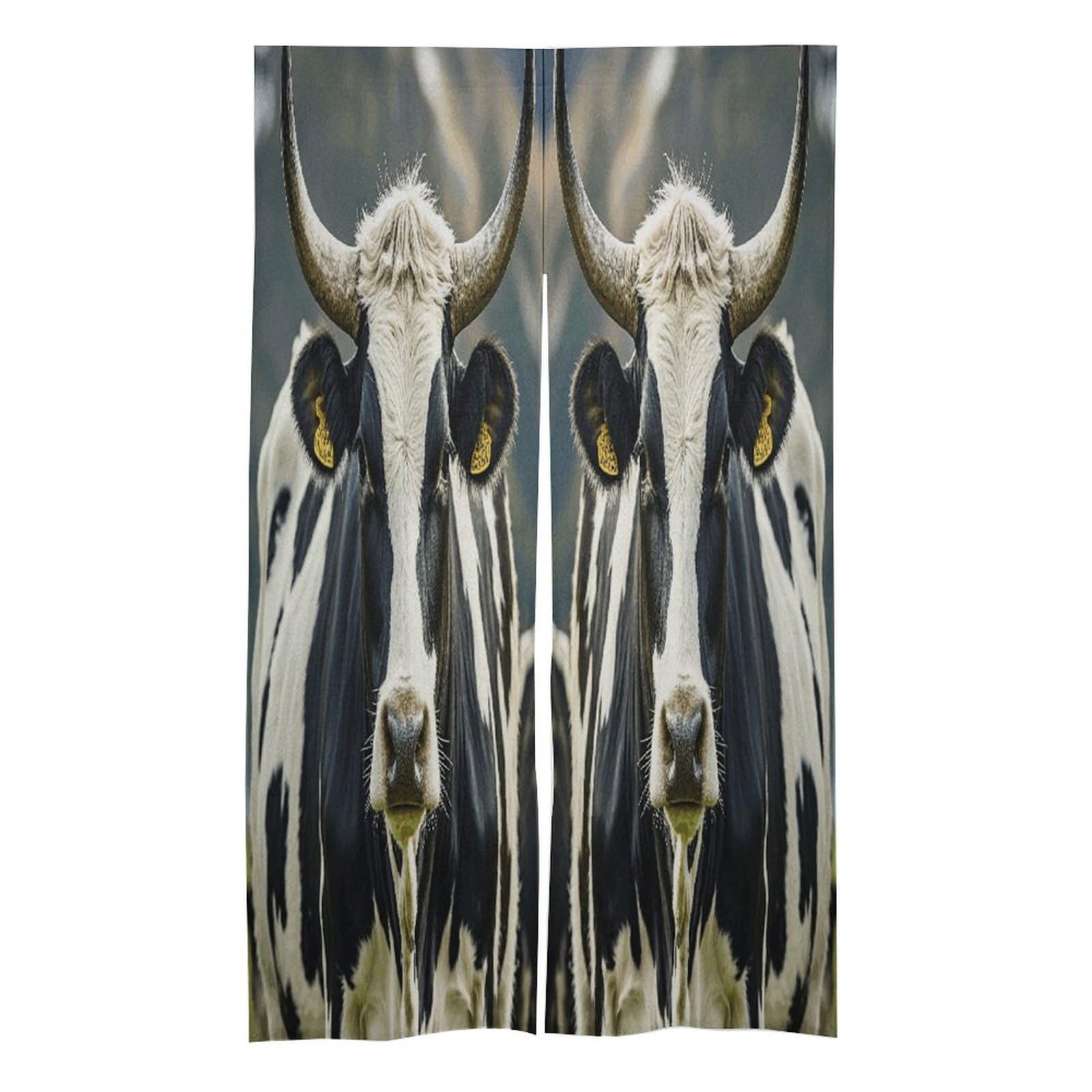 LZQPOEAS Cow-png Door Curtain Treatment Door Tapestry Japanese Style Doorway Curtain Privacy Thermal Insulated Doorway Window Curtains for Home Restaurant Decor