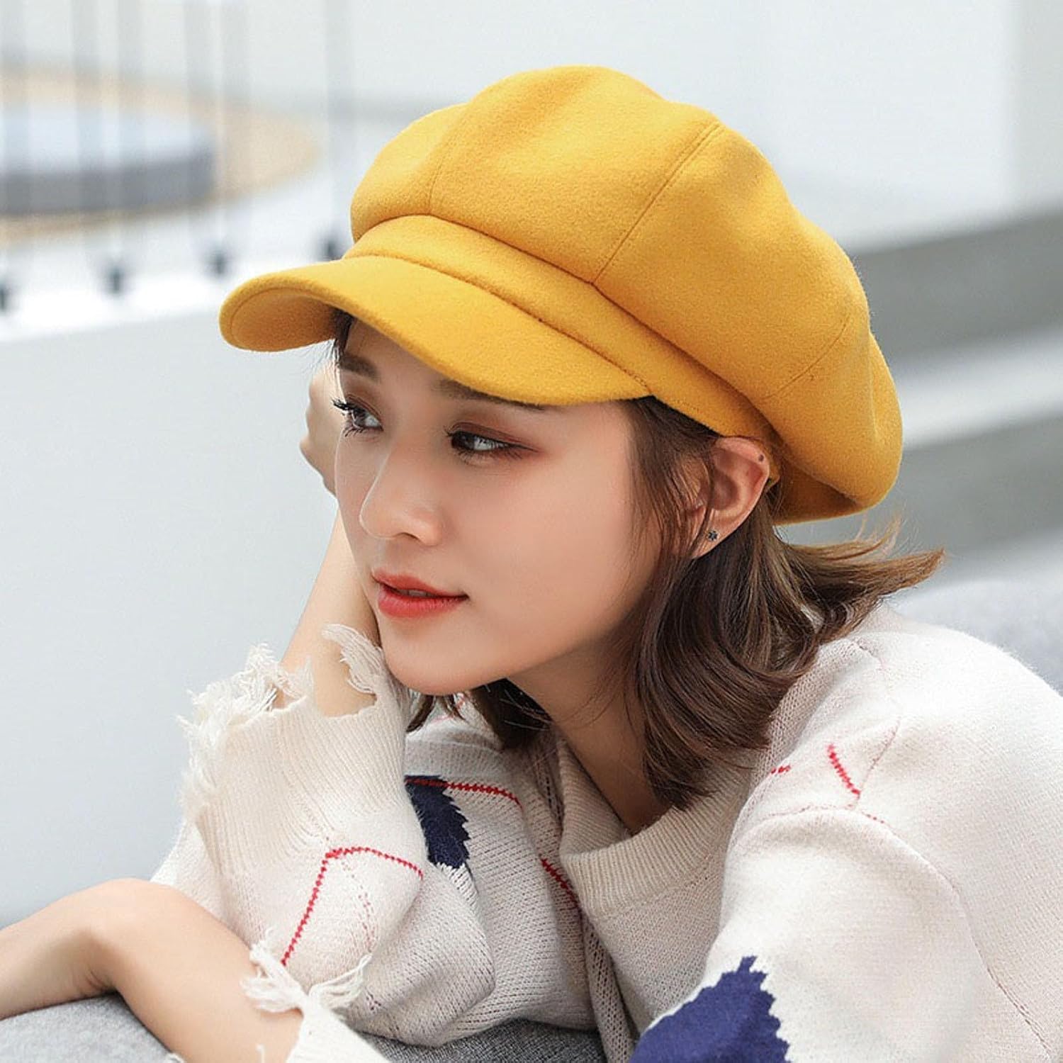 Classic British Flat Top Fisherman Hat Fishermans Sailor Fiddler Hats Newsboy Hat Visor Beret Cap for Women Girls