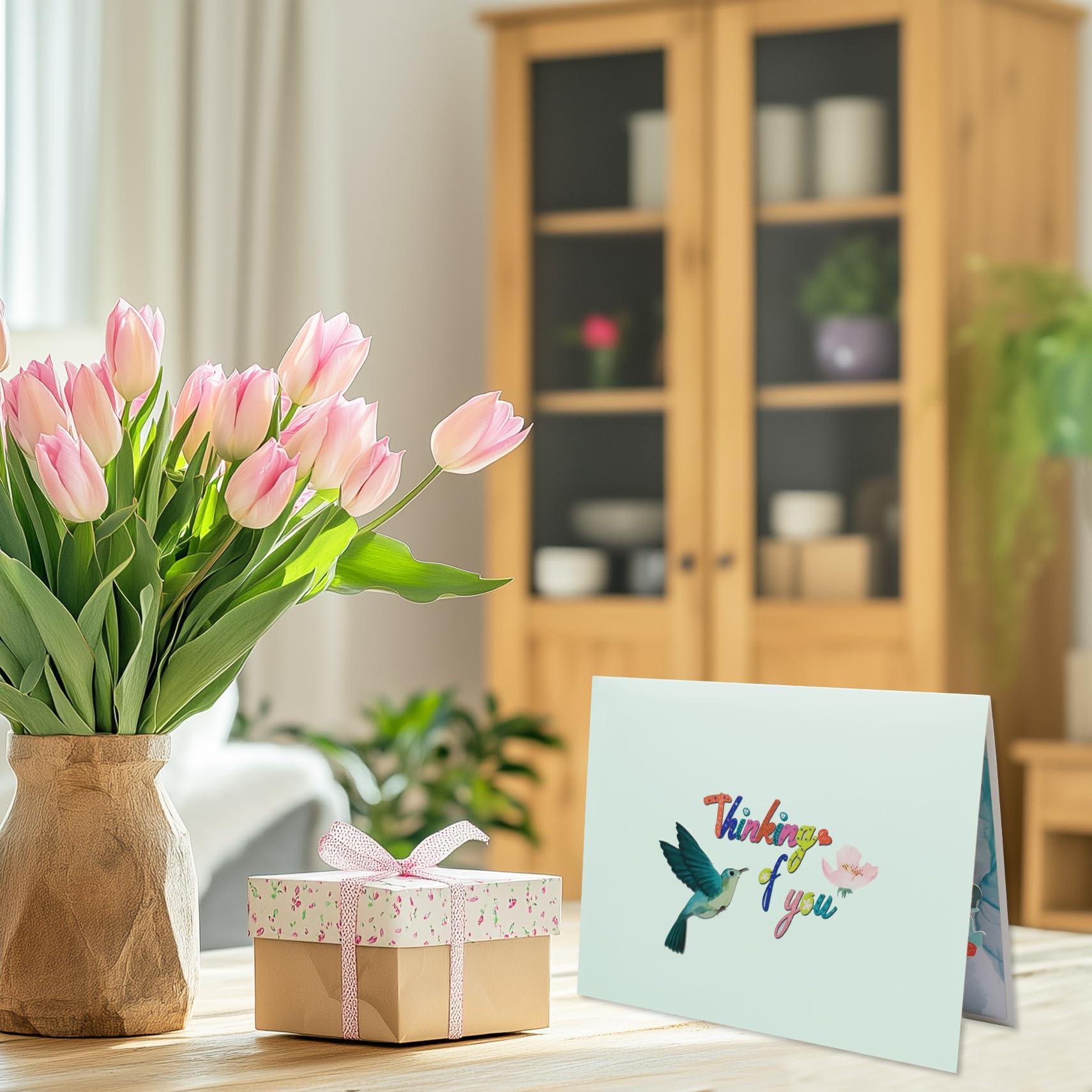 3D Pop-Up-Karte Thinking Of You – Mit Blumen Und Schmetterlingen, 15,2x20,3 Cm, Für Alle Anlässe