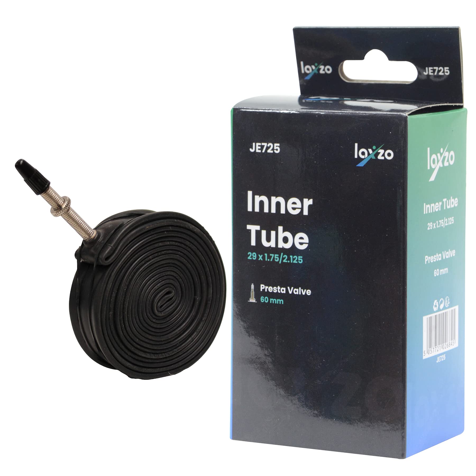 Laxzo ® Bike Tyre Inner Tube 29 x 1.75/2.125 Mountain MTB Bicycle High Puncture Resistance Butyl Rubber Presta Valve 60mm Road Racing & Hybrid Bike Black