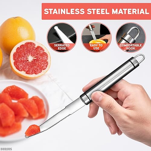Miniatura 2 de Cuchillo de toronja - Cuchillo de hoja dentada curvada - Cortador de frutas pequeño cuchillo dentado cuchillo de cocina curvado de pomelo cortador