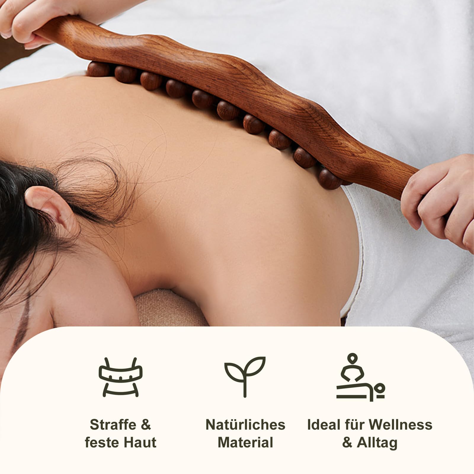 Shiva Gua Sha Wooden Therapy Stab, Shiva Wellbeing Massagestab Holz für Gua Sha Körper, Faszienstab & Massageroller Beine, Traditionelle Chinesische Entspannung, Dark Oak