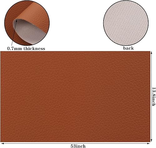 Miniatura 86 de Picheng Hojas de piel sintética de color sólido con textura de lichi, 13.8 x 53 pulgadas, rollo de piel sintética suave muy adecuado para hacer