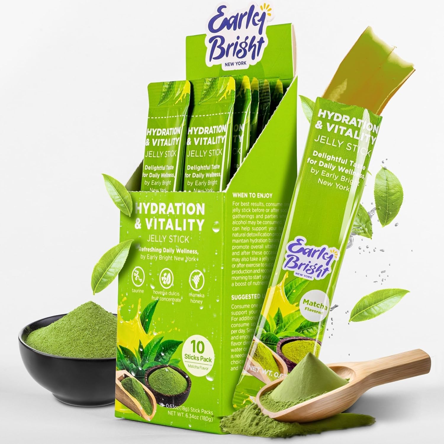 Amazon.com: EARLY BRIGHT NEW YORK Jelly Sticks - Matcha-Flavored