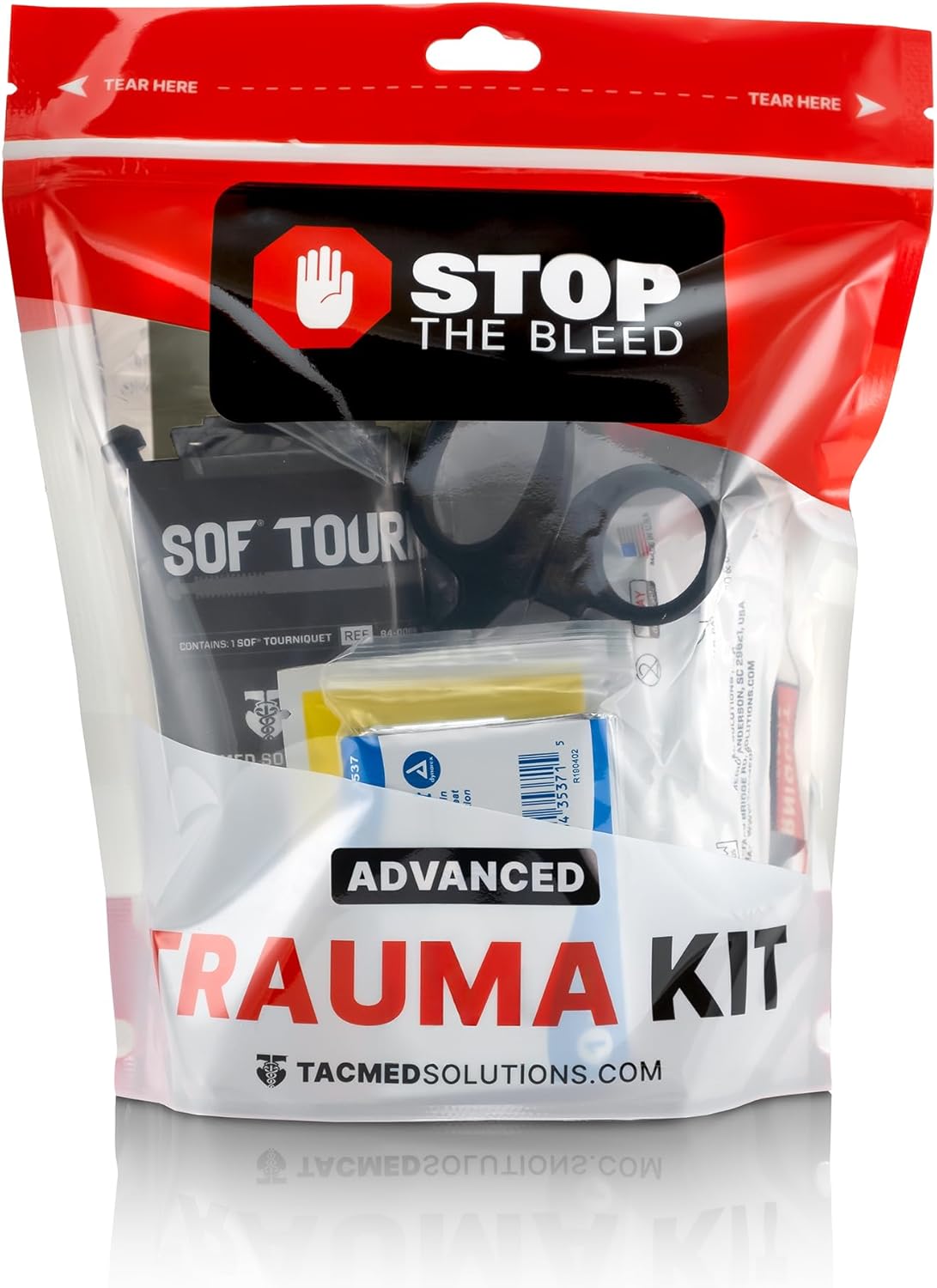 TacMed Solutions Stop The Bleed Kit – Advanced Bleeding Control Plastic Pouch, Easy-to-Use Hemorrhage Control Kit, Emergency First Aid with Tourniquet and Emergency Hemostatic Bandage