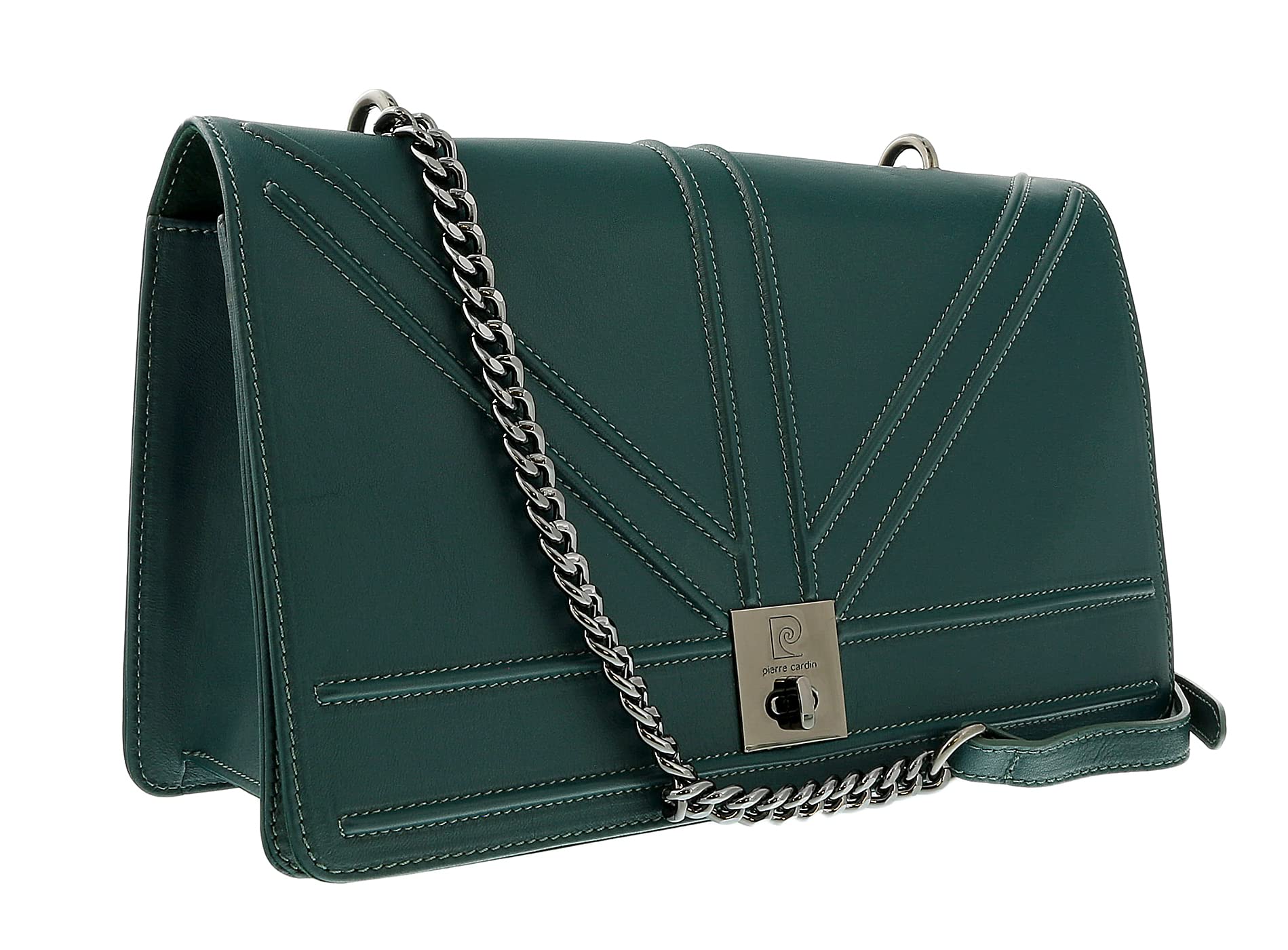 Teal Leather Medium Structured Shoulder Bag