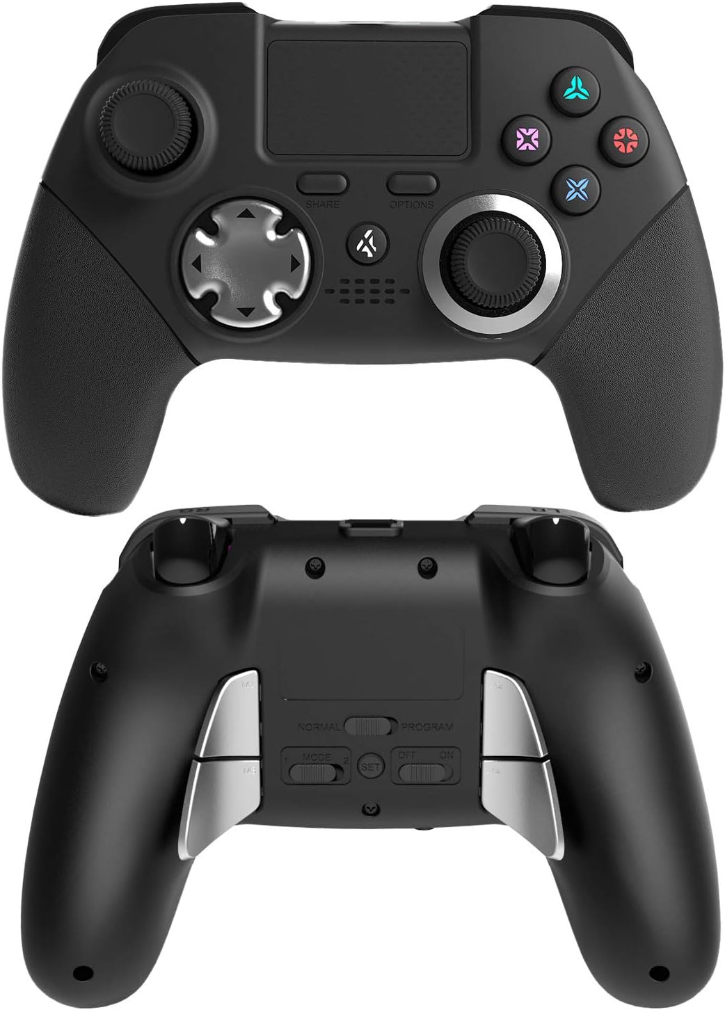 Ps4 Elite Controller, 6 Axis Sensor Modded Custom programmable Dual Vibration Elite PS4/PS3 Wireless Game Controller Joystick with Back Paddles and L3 R3 Buttons for FPS Games