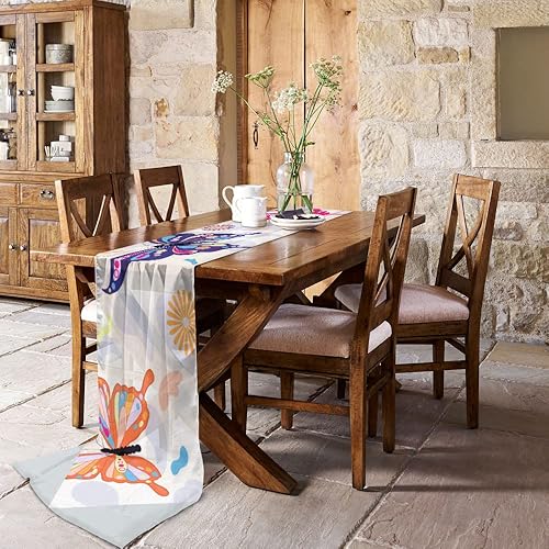 Miniatura 9 de Camino de mesa de gasa de tulipanes de acuarela lavanda y jazmín de 55 pulgadas de largo camino de tul transparente de gasa para boda recepción de