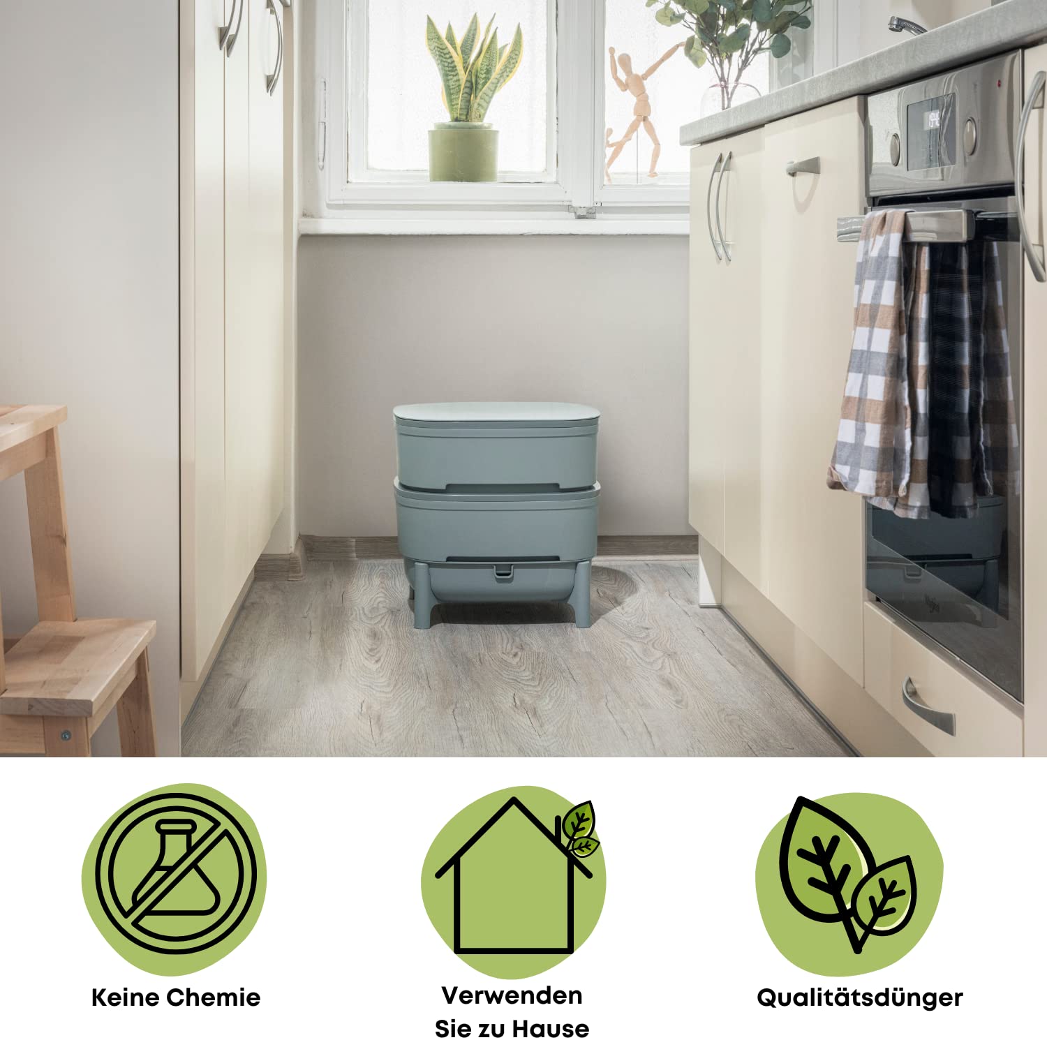 Wormenhotel 30l - 100% Gerecycled Kunststof - Wormenbak - Wormentoren - Compostbak