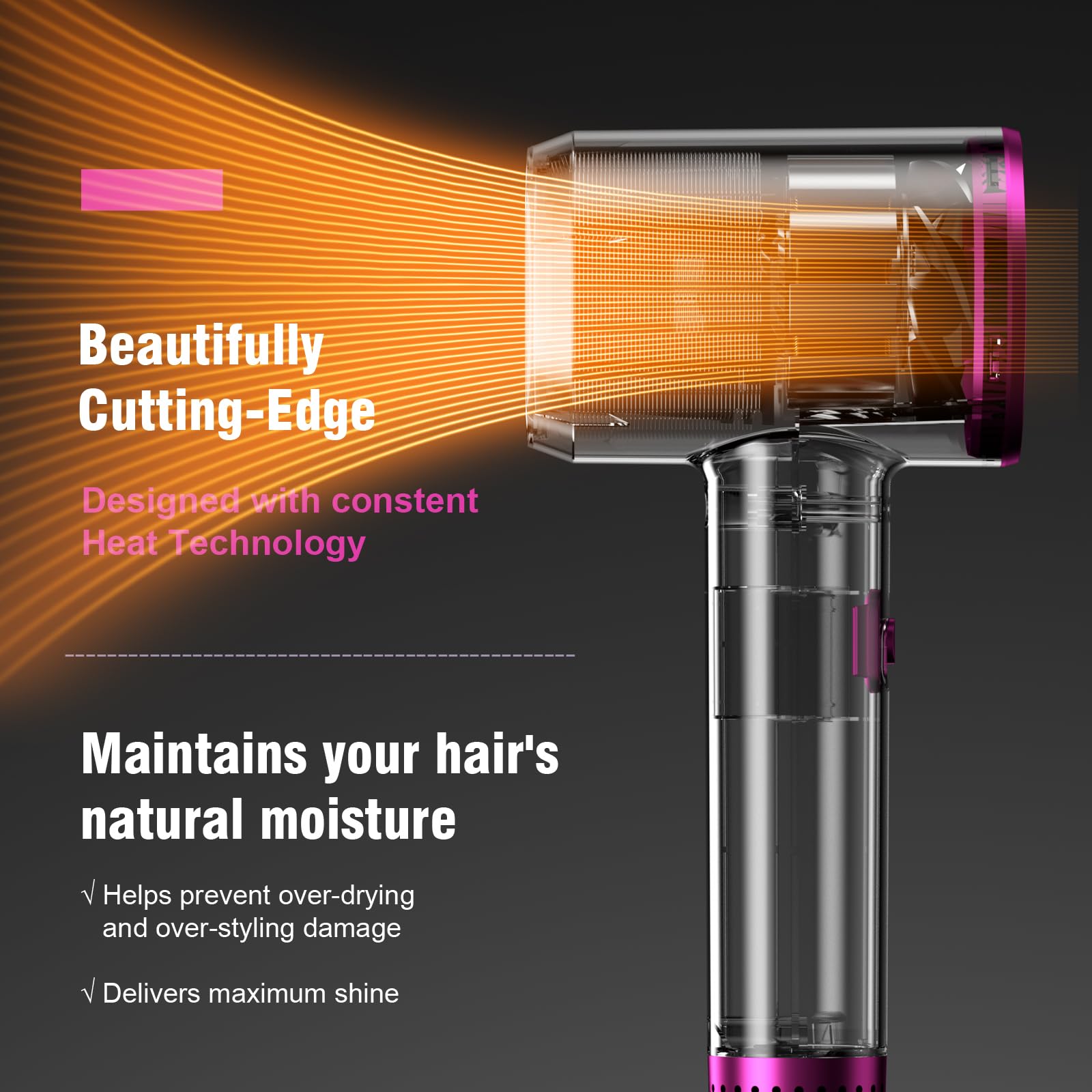 Ionen Föhn Haartrockner (leicht 1800W Keramik-Ionen-Ring),Schnelltrocknen Hair Dryer, Salon Haarfön mit Heiß-/Kalttaste, Keramik-Ionen: schonendes Styling & gleichmäßige Wärmeverteilung