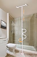 Stander Wonder Pole Tension-Mounted Floor-to-Ceiling Grab Bar for Seniors - Rotating Handle, 300 lbs Support, No-Drill Install, White