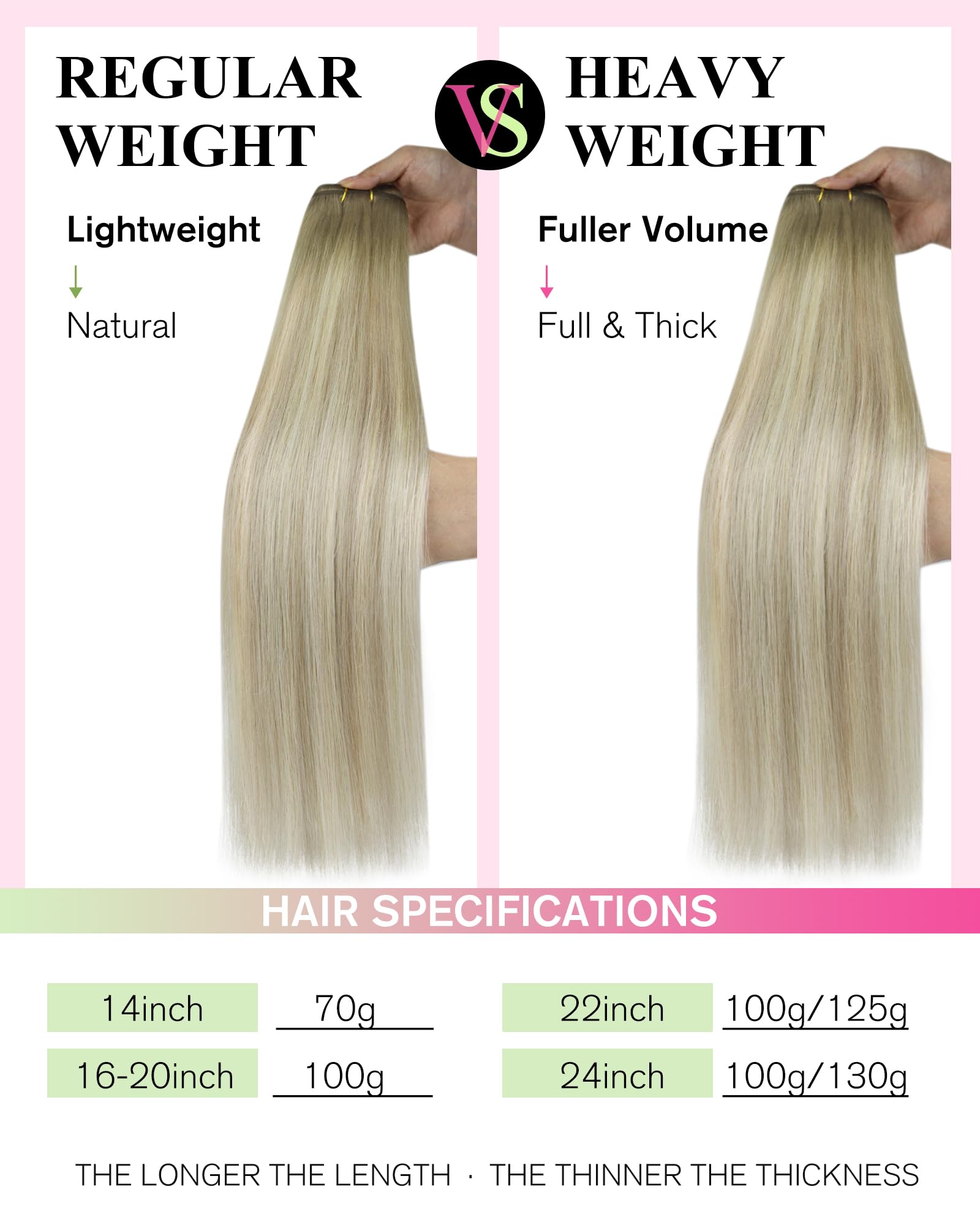 YoungSee Echthaar Tressen zum Einnähen Blond 50 cm,Tressen Echthaar Aschblond Ombre Blond，Haartressen Extension，Weft Hair Extension fur Damen,100g,SUN