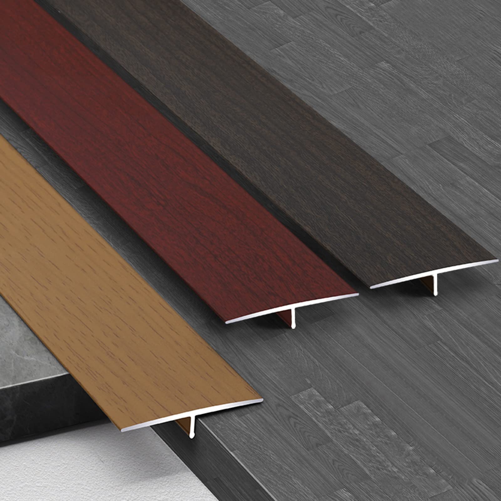 DYTWXG 4 cm T-Profil-Bodenübergangsleiste, T-Profil-Türkantenleiste für Holz zu Fliesen, Aluminiumschwellen für Türöffnungen/Teppichschutz (Color :Brown, Size :Length 100cm/39 in)