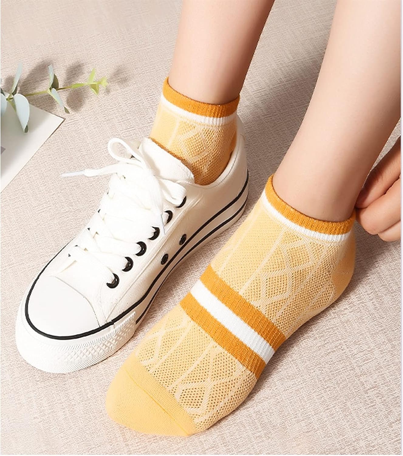 Women's Socks Ladies Pure Cotton Spring and Autumn Thin Section Sweat-Absorbent Mesh Breathable Boat Socks Women's Stockings