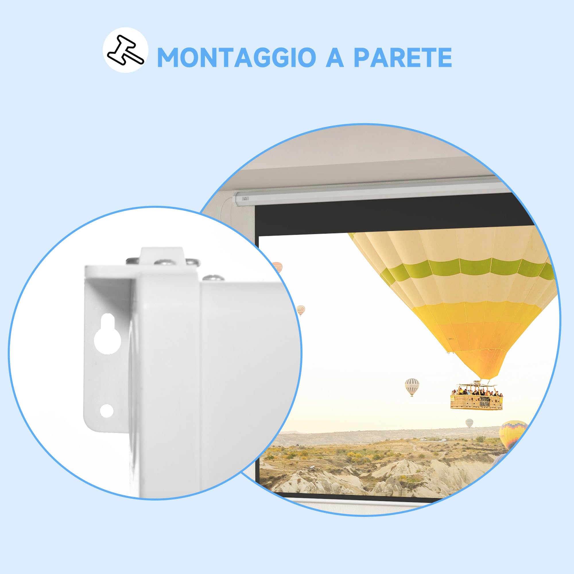 HOMCOM Telo Proiettore Motorizzato da 120 Pollici 4K HD Formato 16:9, Schermo Proiettore Motorizzato Elettrico con Telecomando, Telo Videoproiettore per Casa, Cinema, Ufficio, Home, Esterno, Bianco