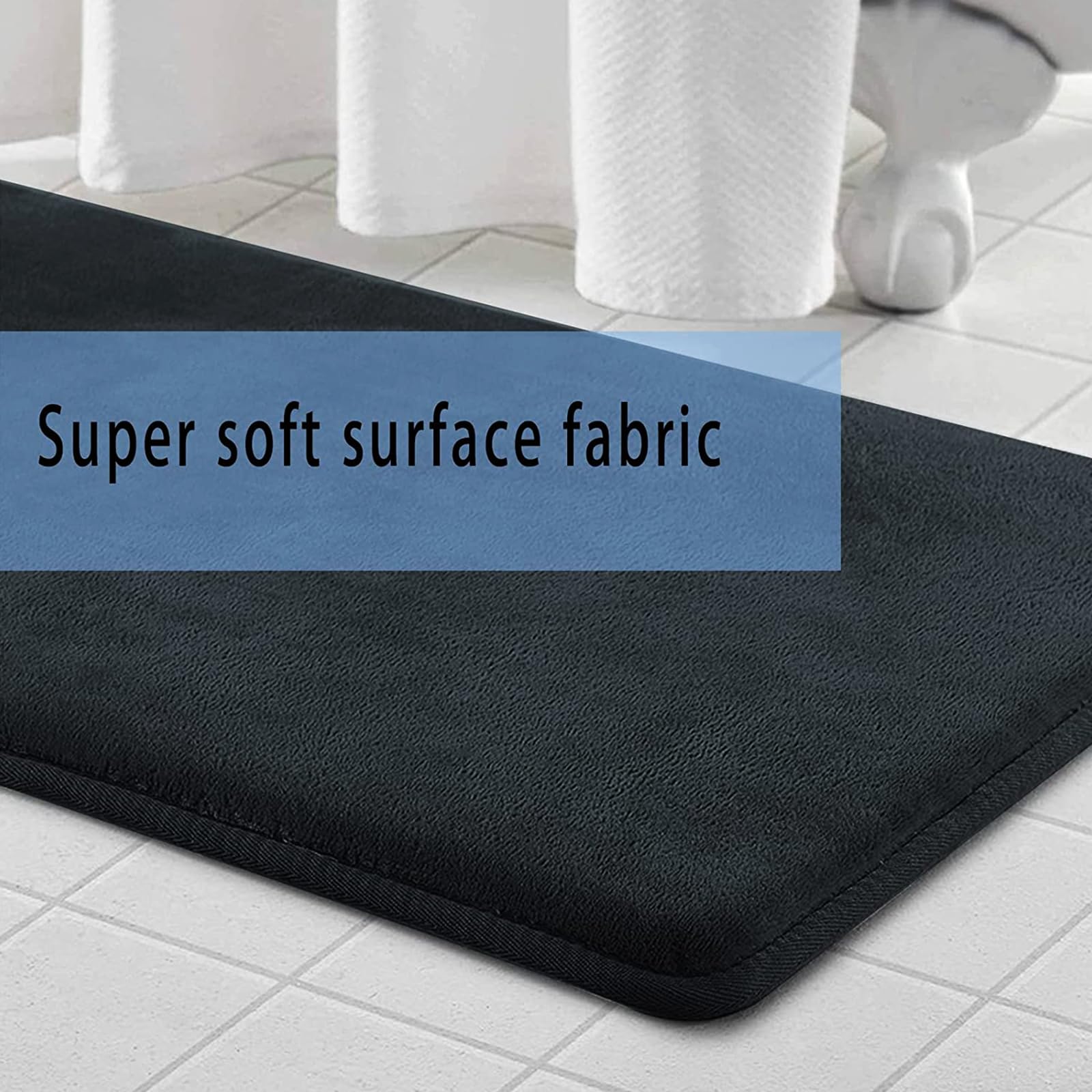 Set di 3 tappeti da bagno di lusso, in memory foam, antiscivolo, super assorbenti, a forma di U, lavabili in lavatrice, eleganti decorazioni per la casa