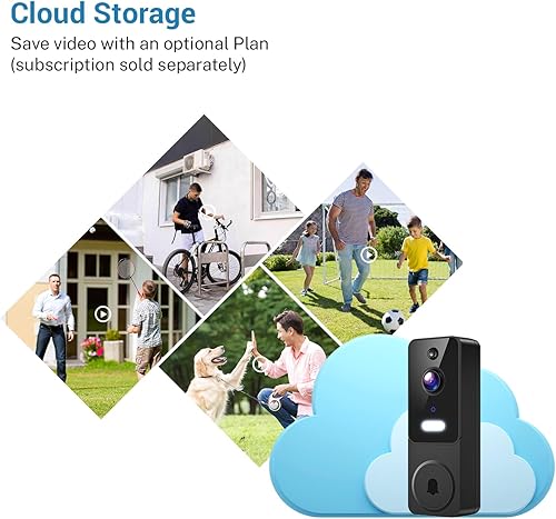 Miniatura 7 de Timbre de video inalámbrico con receptor interior, seguridad mejorada con detección humana IA, audio de 2 vías, visión nocturna, alertas en tiempo