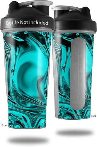 La envoltura de piel estilo calcomanía funciona con botella de licuadora de 28 onzas, metal líquido, cromado, verde azulado neón (bolsa no incluida)