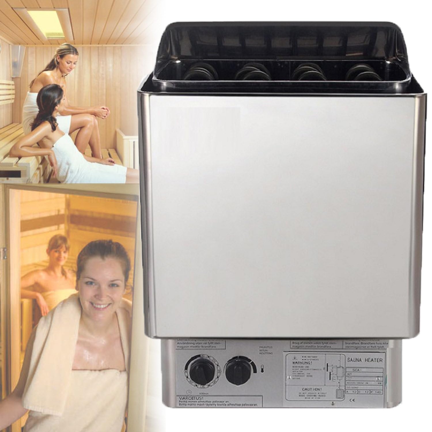 Riscaldatore elettrico per sauna domestica, riscaldatori per bagno turco secco, stufa per sauna, 3-9 kW, 220/380 V, stufa per sauna secca per spa, acciaio inossidabile, per casa/sauna 3.0KW/220V
