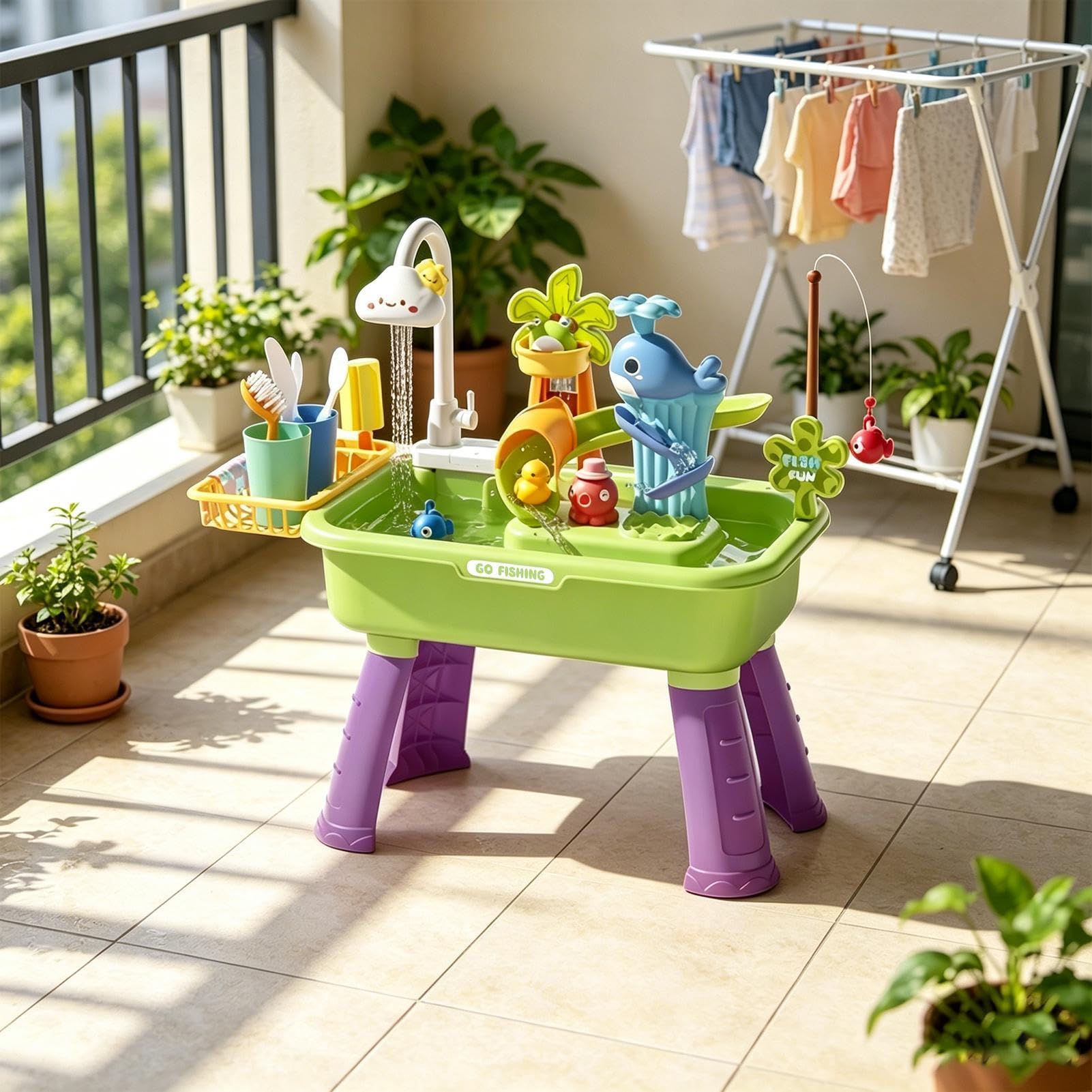 Wasser-Aktivitätstisch Sommer-Angelspielzeug | Sommer Outdoor Spielzeug für draußen Für Und Für Vorschulkinder Hinterhof Terrasse Camping Kita Badezimmer Spielzimmer