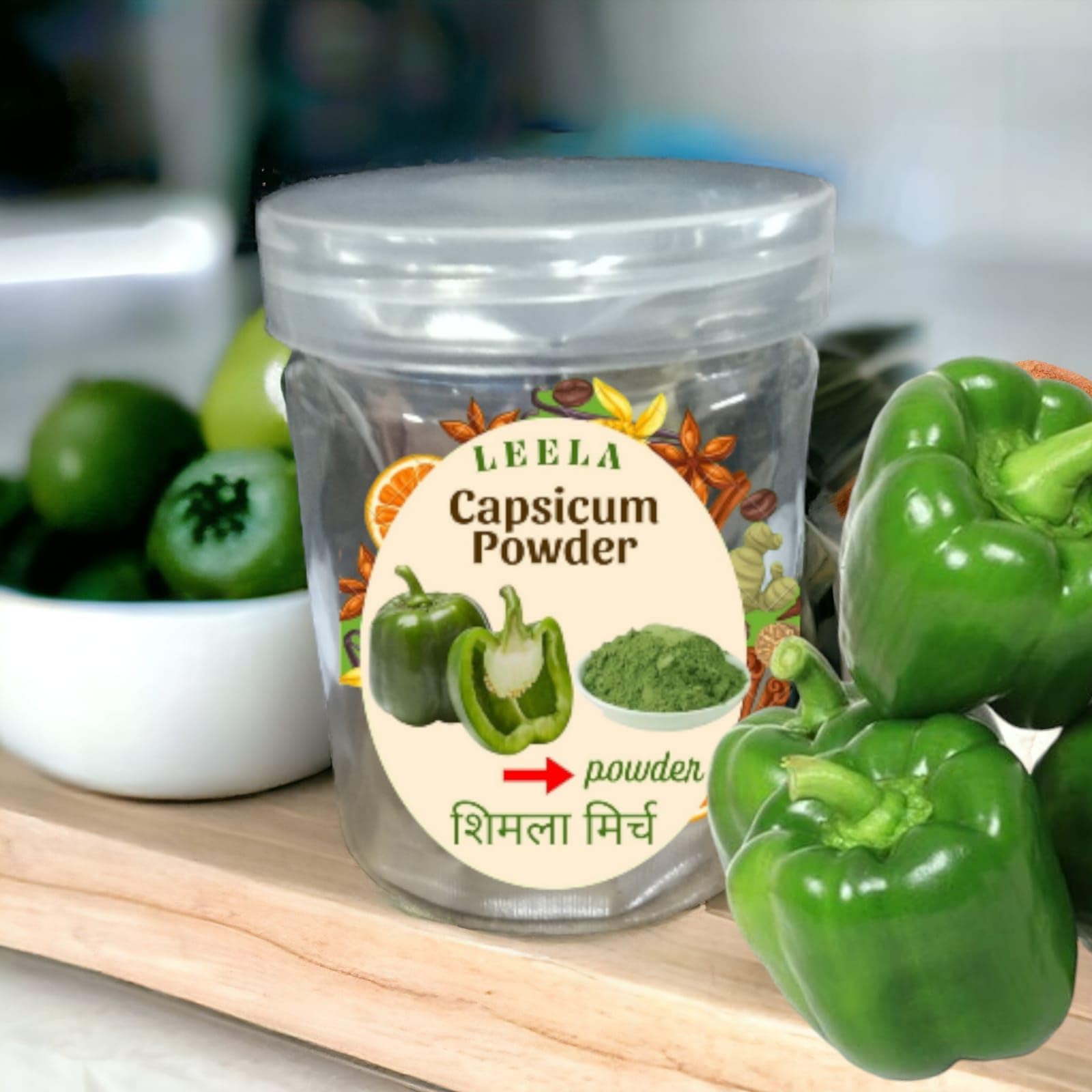 Leela Organic Leela Natural Dried Capsicum Green/Shimla Mirch Powder 250Gm|Premium Food Natural Powder|Exploring Capsicum Powder Red Chilli: Origin, Health Benefits, Culinary Uses, And More
