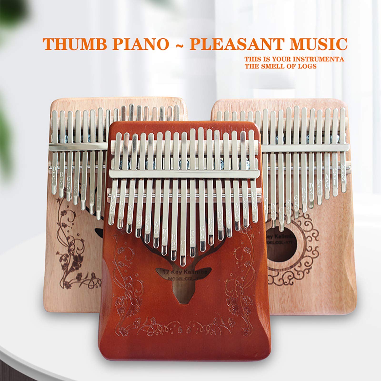 17 Chiavi Kalimba, Mogano Finger Piano Studio Istruzione Tune Martello,Professionale Marimba Musicale Pianoforte Music Lover Strumento,Con La Sintonizzazione Martell MahoganyA