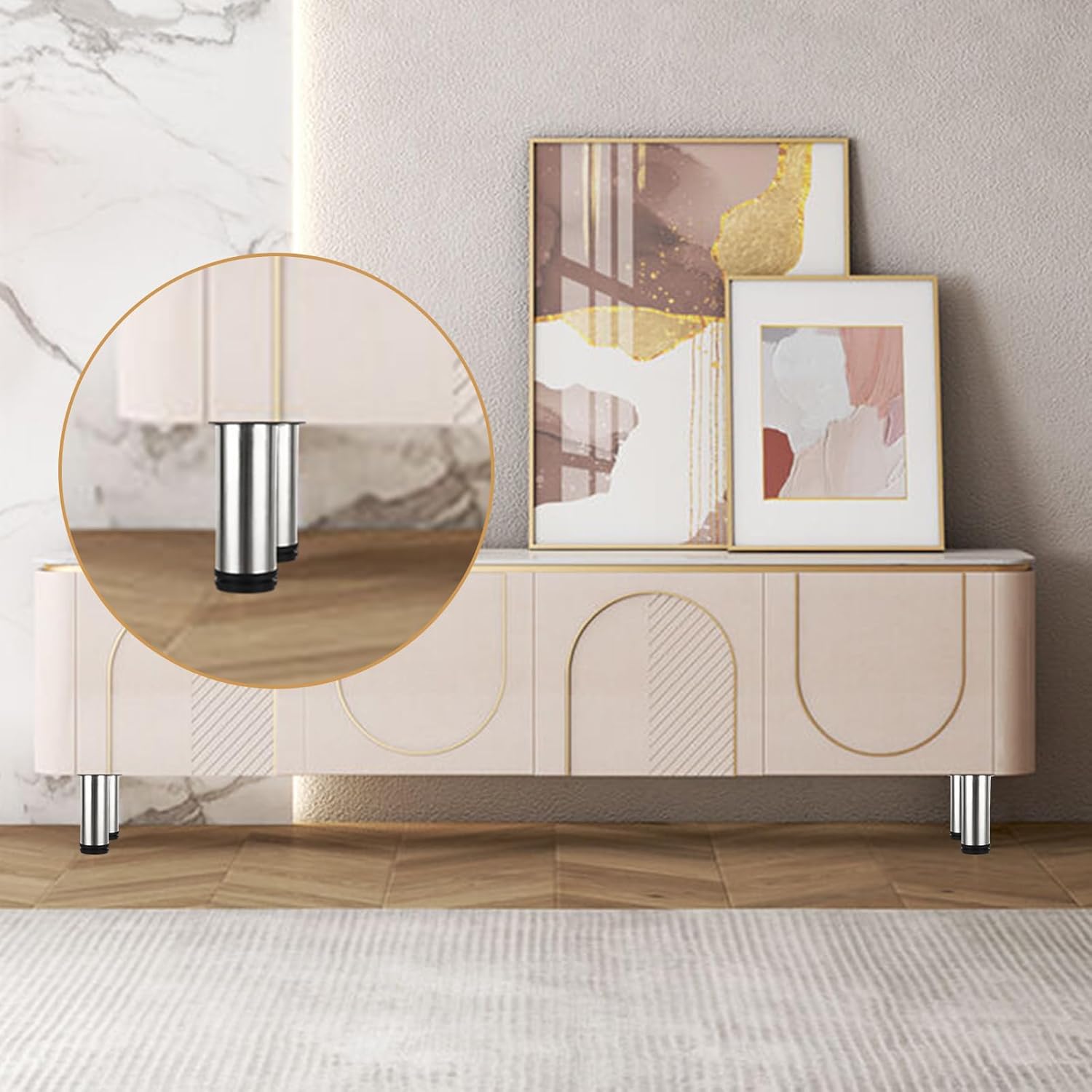 APACALI 12PCS Adjustable Furniture Legs 150mm, Stainless Steel Cabinet Legs, Adjustable Cabinet Legs with Mounting Screws for Kitchen Cabinet Cupboard Sofa Furniture (Adjustable 0-10mm) 7 71YBIbpmqKL. AC SL1500